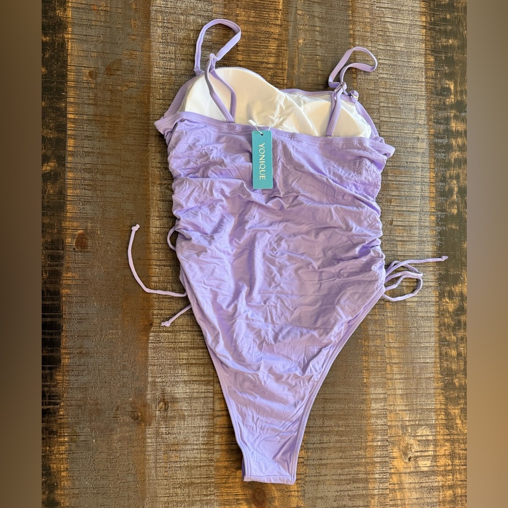 NWT Yonique Strapless One Piece Tummy Control Bandeau Bathing Suit Cheeky - Picture 7 of 7